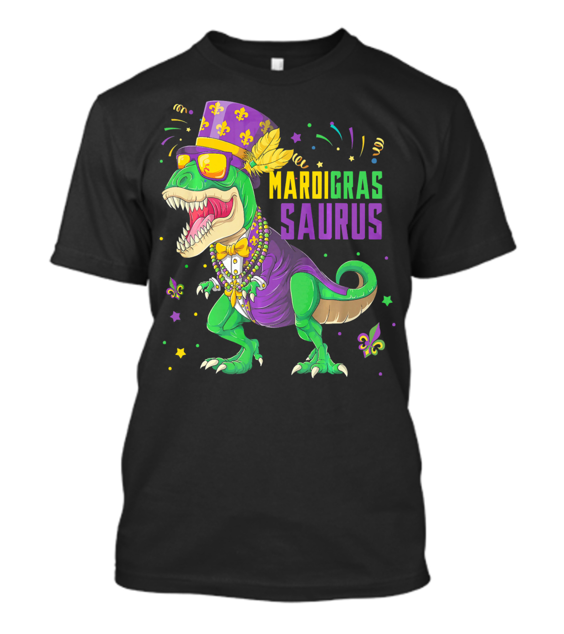 Mardi Gras Saurus T Rex Dinosaur Jester Kids T-Shirt