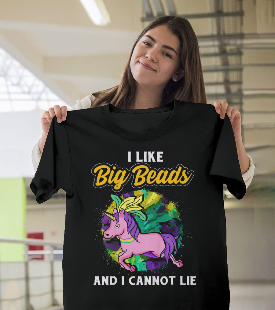 I Like Big Beads And I Cannot Lie Kids Funny Mardi Gras Pink And Pur T-Shirt