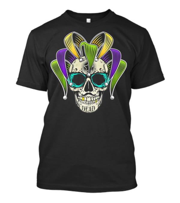 Mardi Gras Jester Skull Dead Clown Horror T-Shirt