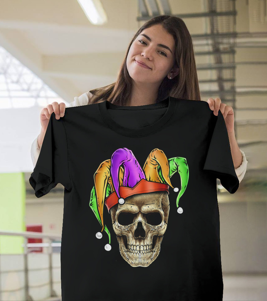 Skull Mardi Gras Jester Joker Carnival Hat T-Shirt