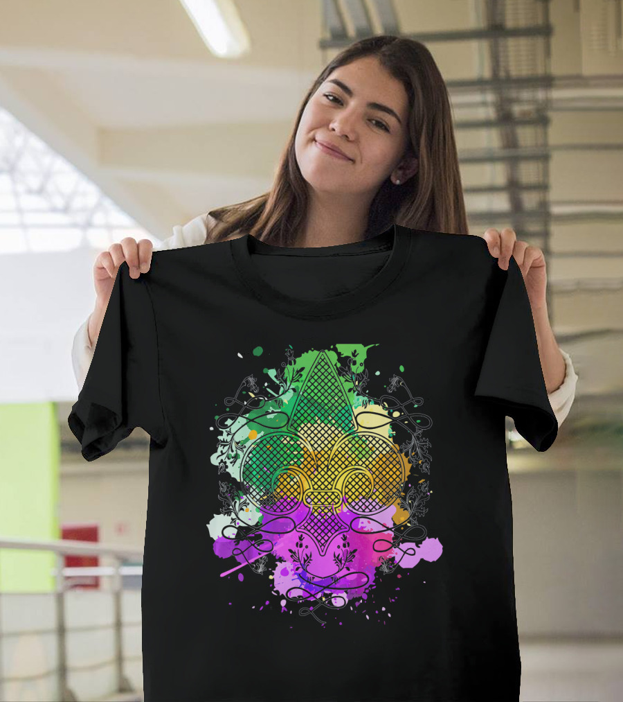 Fleur De Lis Mardi Gras Carnival Colors T-Shirt
