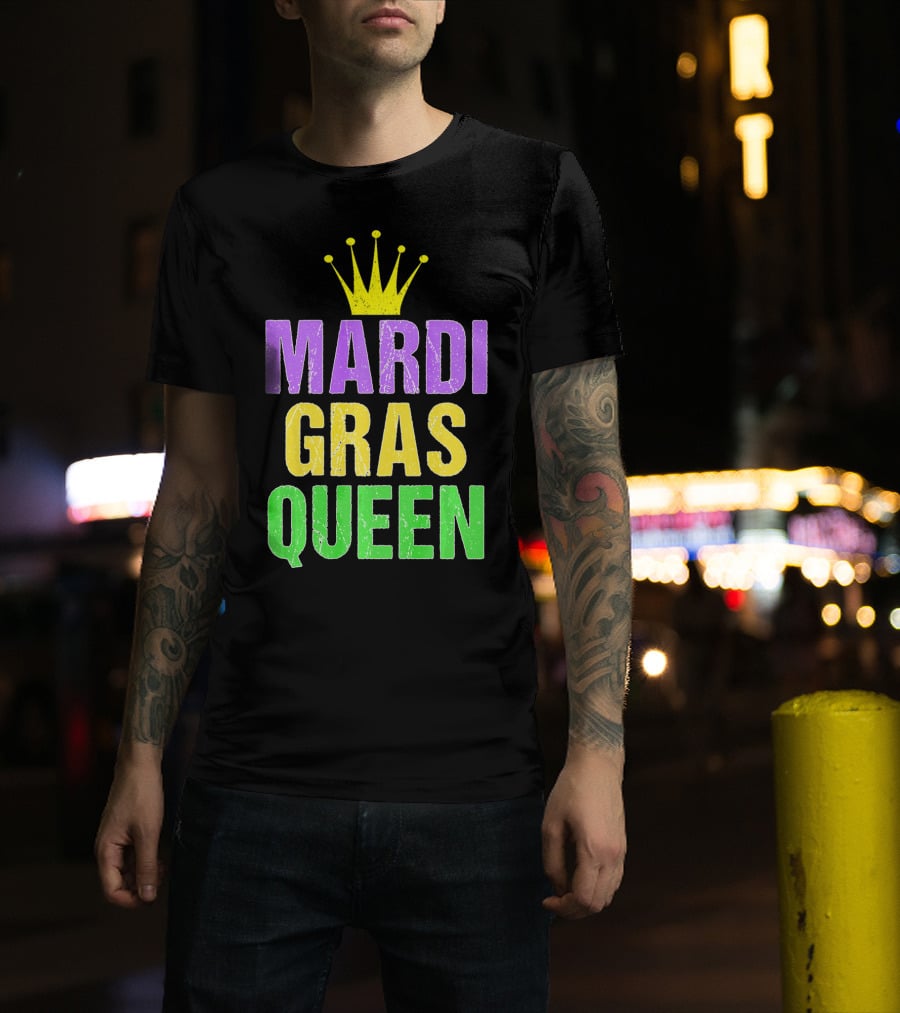 Mardi Gras Queen Mardi Gras Crown Purple Yellow Green T-Shirt