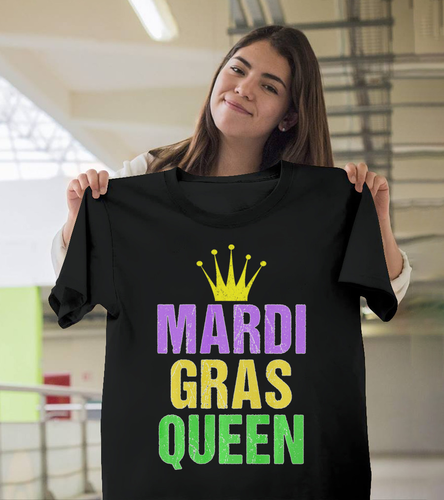 Mardi Gras Queen Mardi Gras Crown Purple Yellow Green T-Shirt