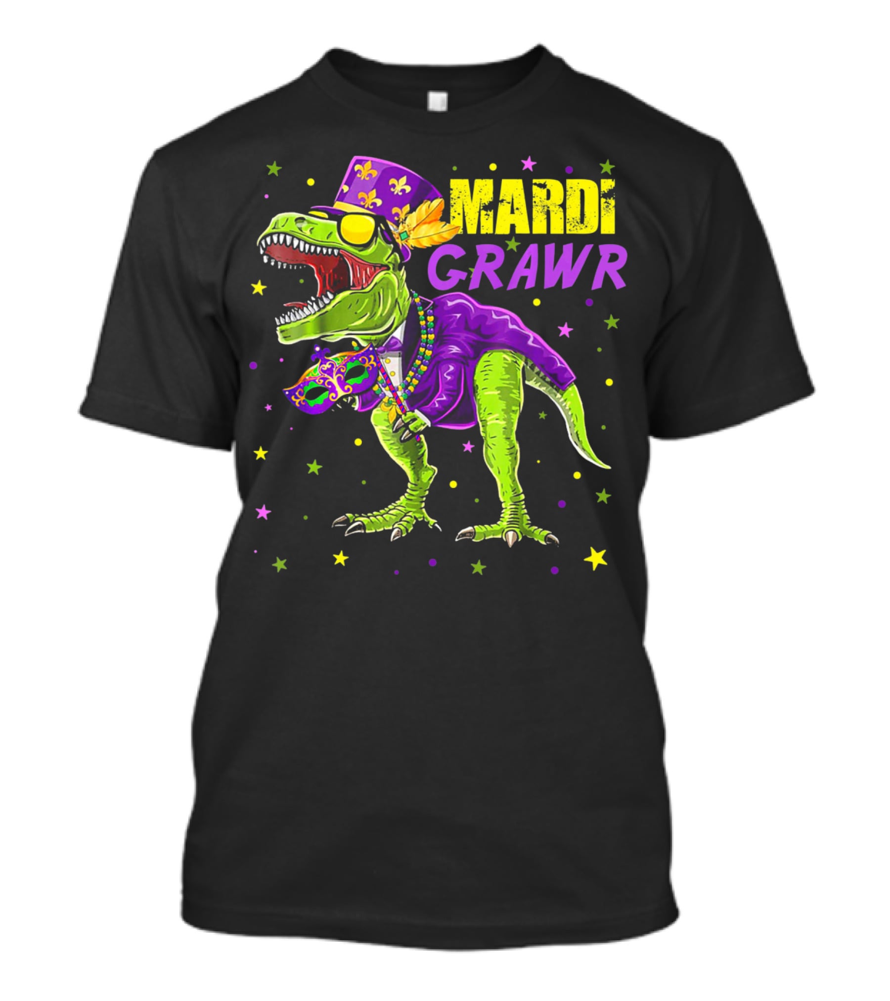 Kids Mardi Gras Dinosaur Mardi Grawr Rex Bea T-Shirt