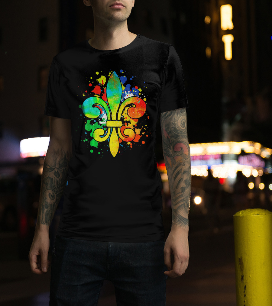 Mardi Gras New Orleans Colorful Fleur De Lis T-Shirt
