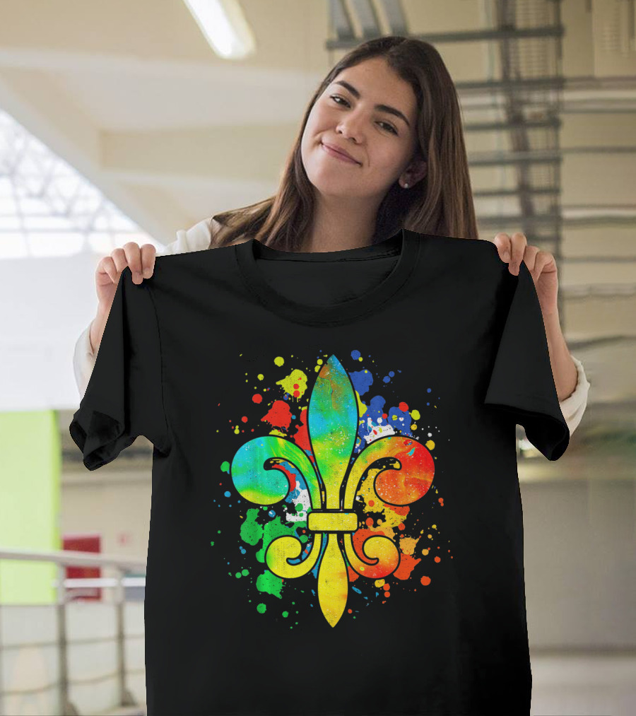 Mardi Gras New Orleans Colorful Fleur De Lis T-Shirt