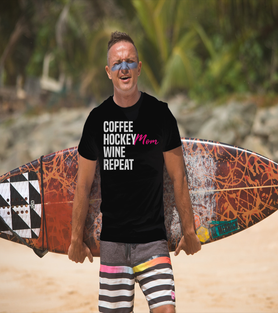 Hockey Mom Coffee Wine Repeat T-Shirt