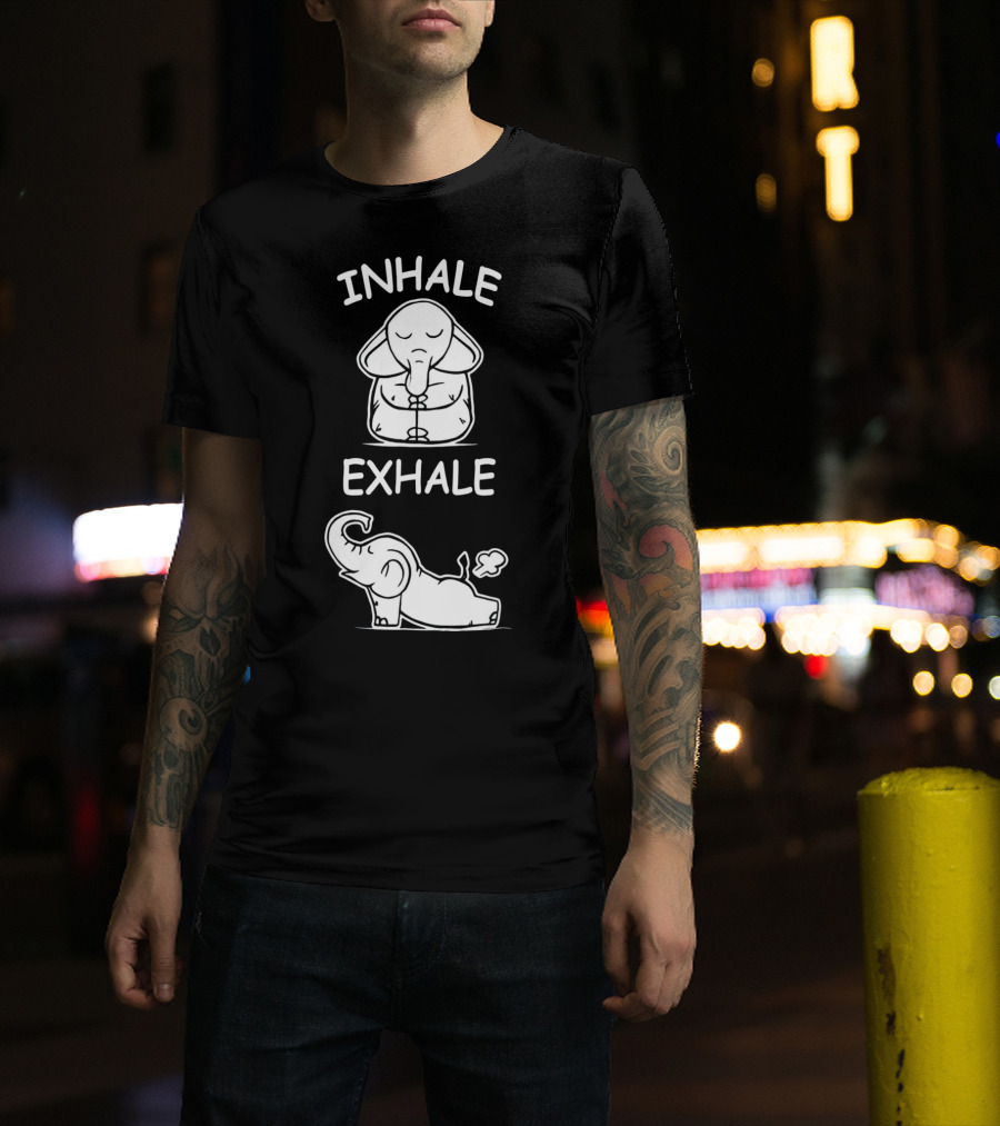 Inhale Exhale Cute Elephant Yoga Lover Meditation T-Shirt