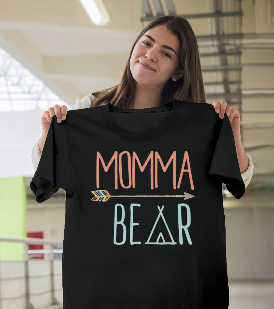 Momma Bear Tribal Arrow and Teepee T-Shirt