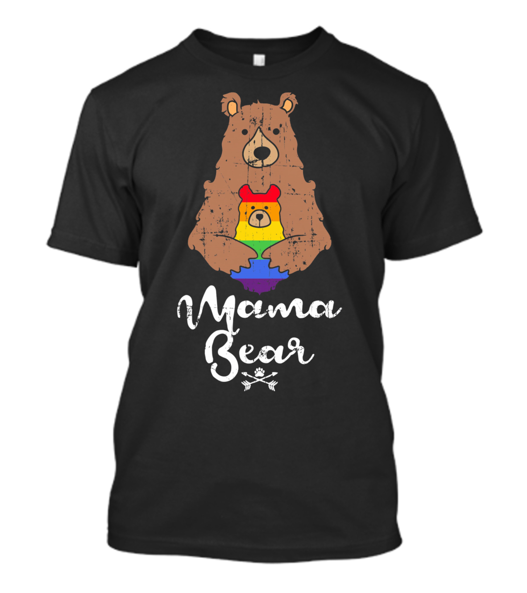 Mama Bear Proud Gay Lesbian Love Pride Bear With Rainbow Colors T-Shirt