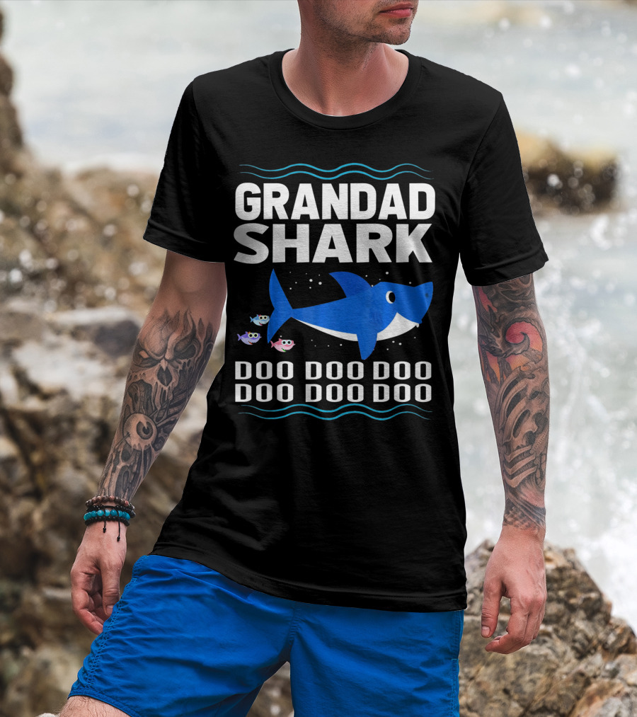Grandad Shark Doo Doo Doo Doo Doo Doo Funny Baby T-Shirt