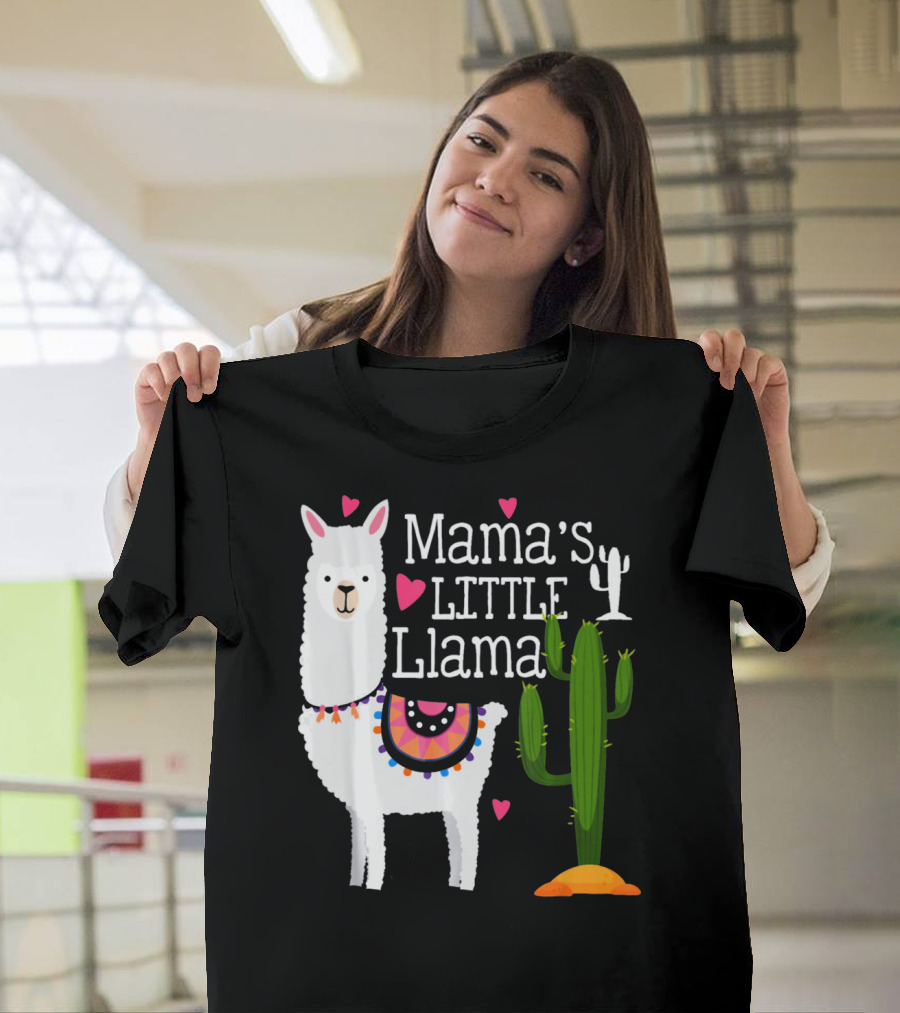 Mama's Little Llama Cute Heart Cactus T-Shirt