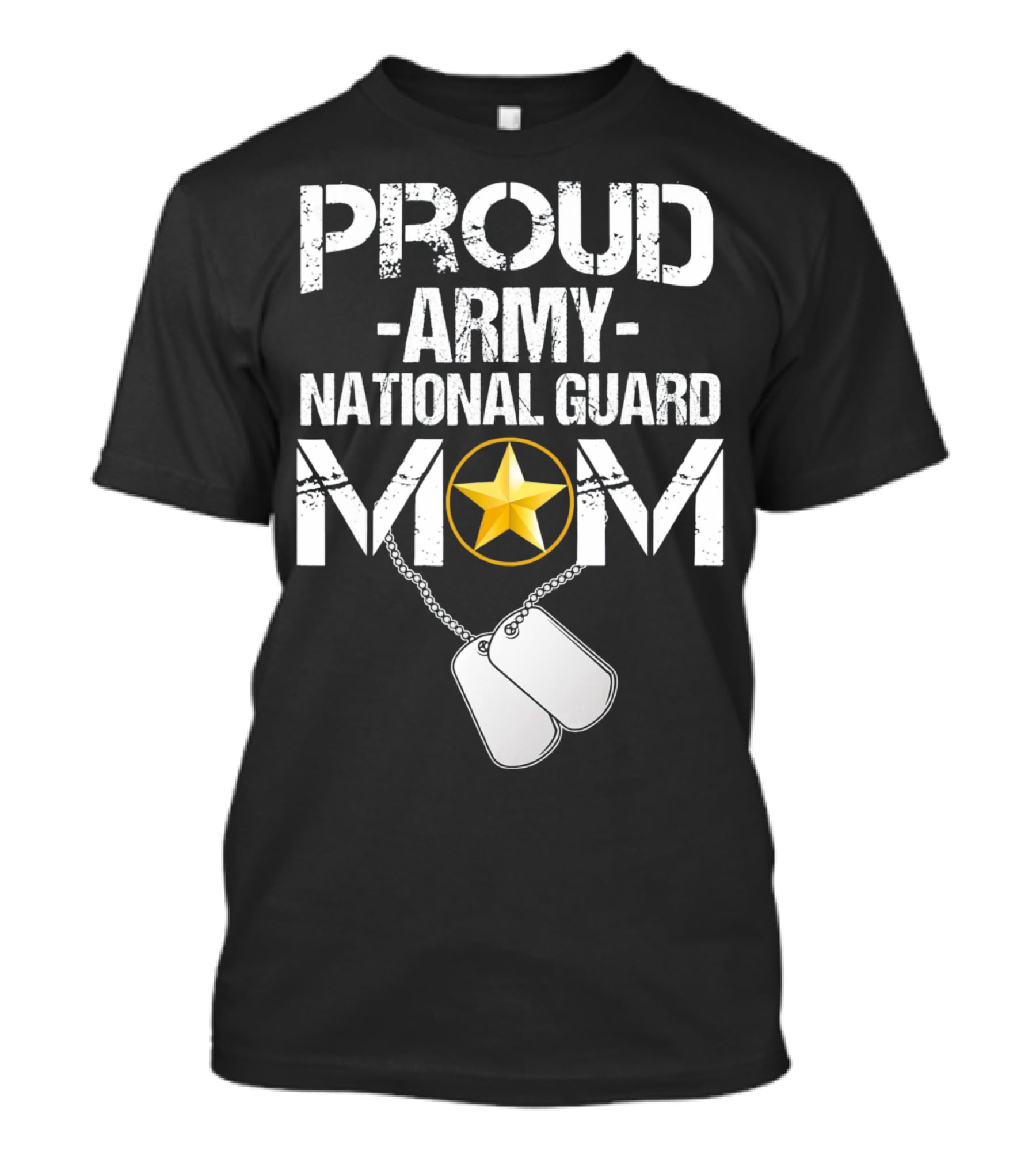 Proud Army National Guard Mom With Star And Dog Tags Veteran T-Shirt