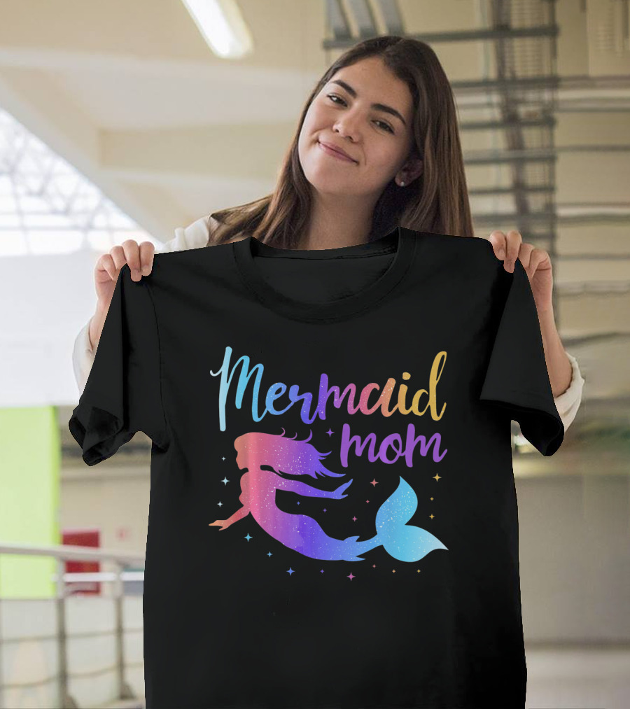 Mermaid Mom Gradient Silhouette for Bachelorette Party T-Shirt
