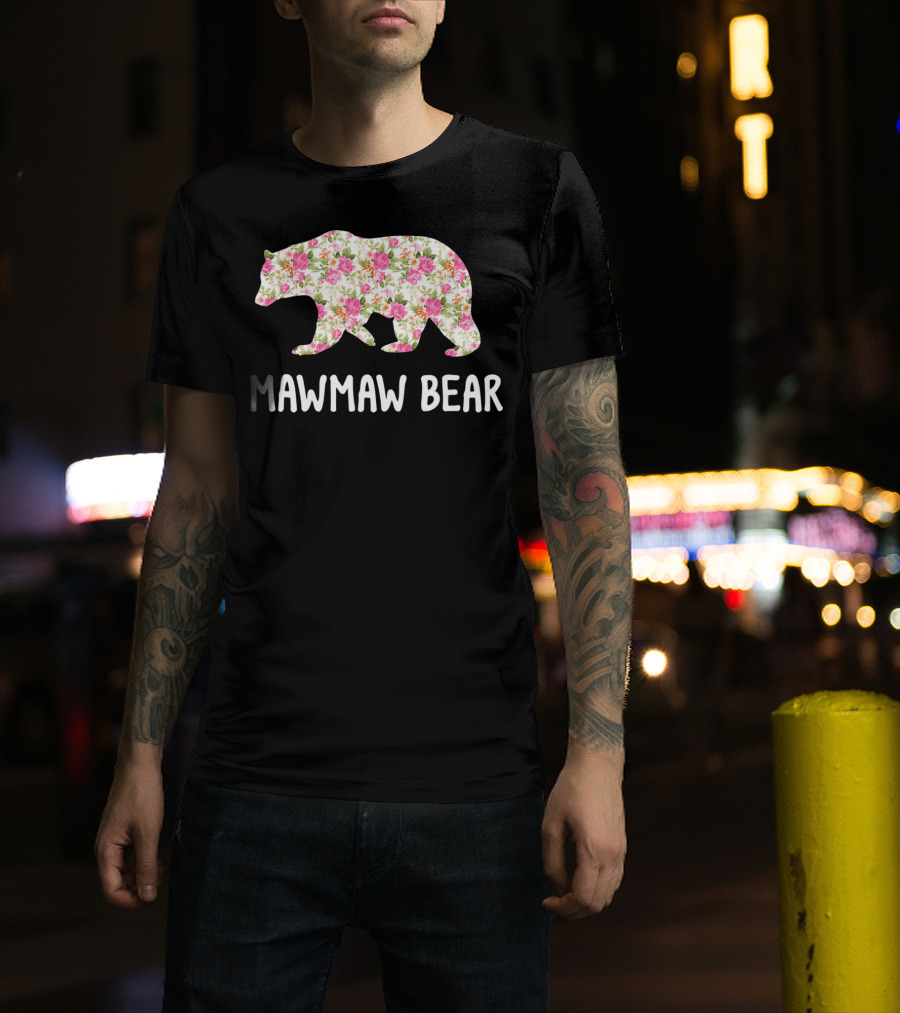 Mawmaw Bear Floral Grandmother T-Shirt
