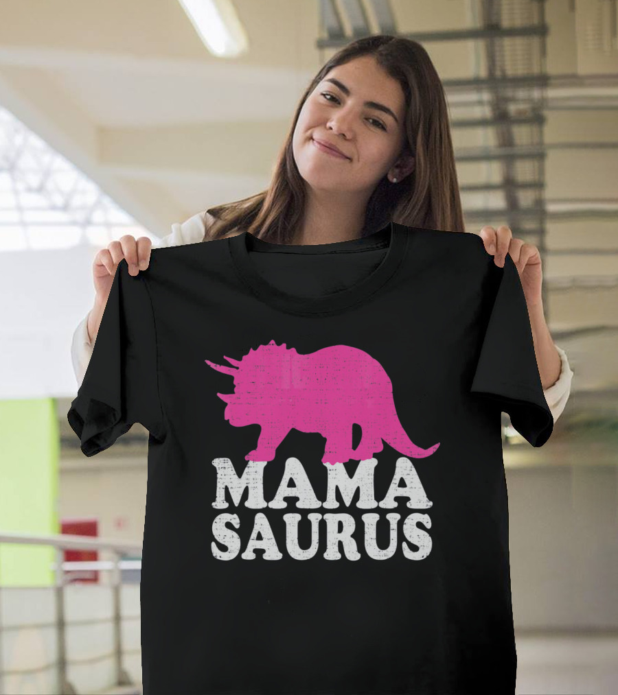 MAMASAURUS Pink Triceratops T-Shirt