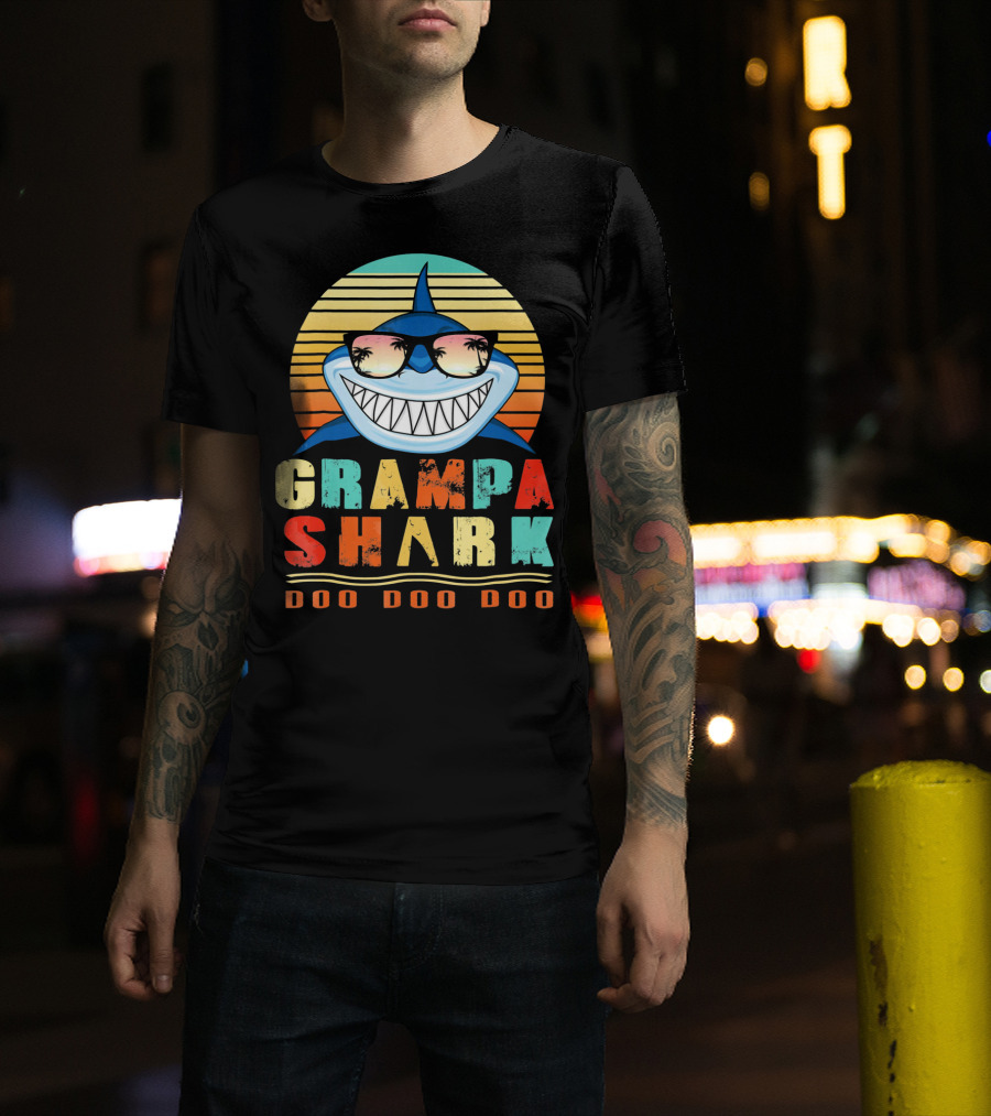 Grampa Shark Doo Doo Doo Retro Vintage T-Shirt