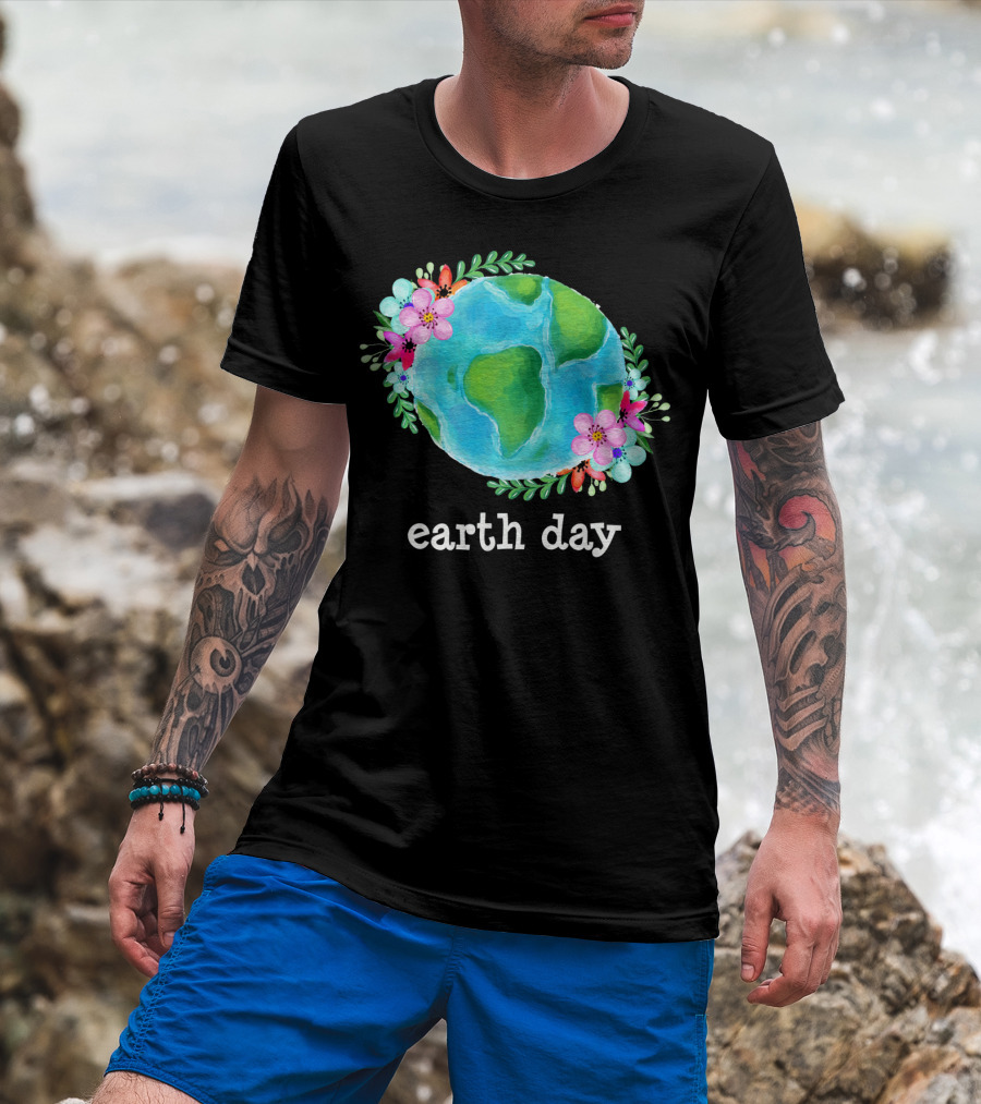 Earth Day Floral Globe Mother Nature T-Shirt