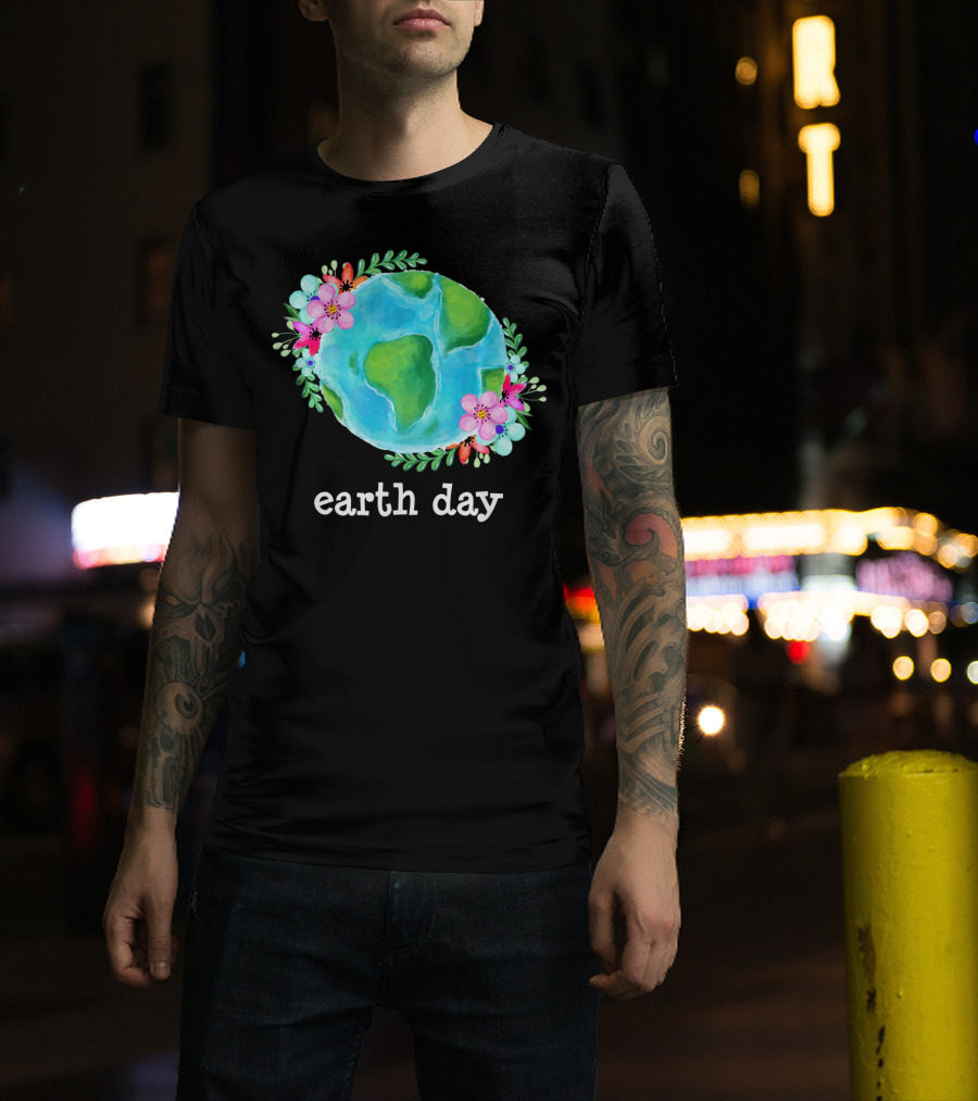 Earth Day Floral Globe Mother Nature T-Shirt