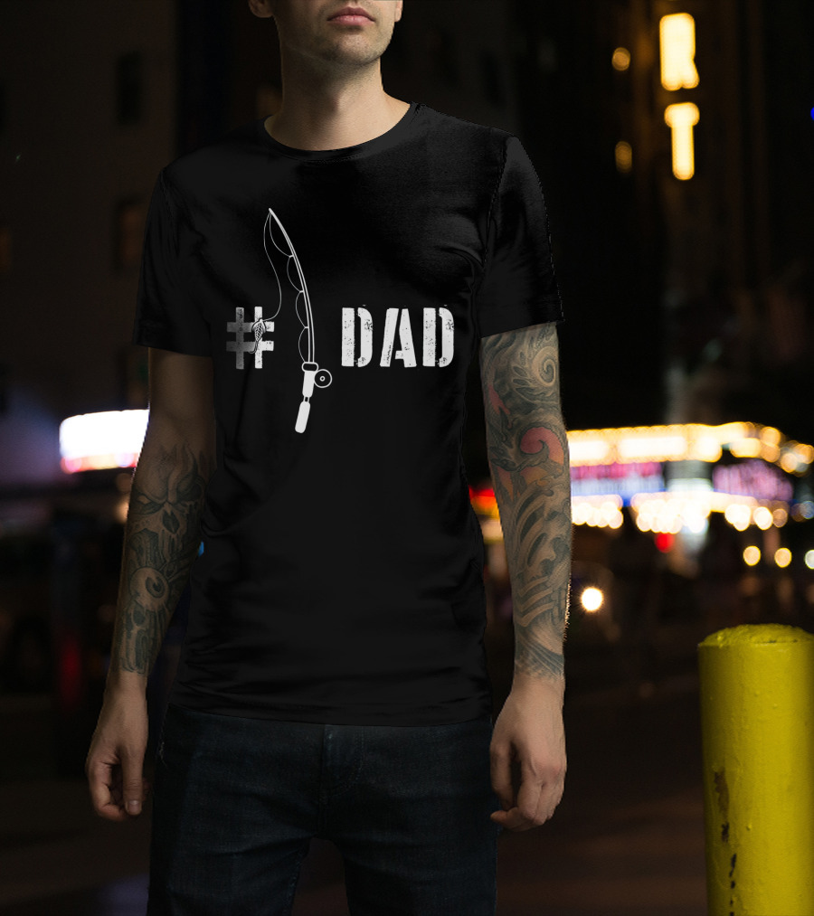 1 Dad Fishing Daddy Fat Funny Fisherman T-Shirt
