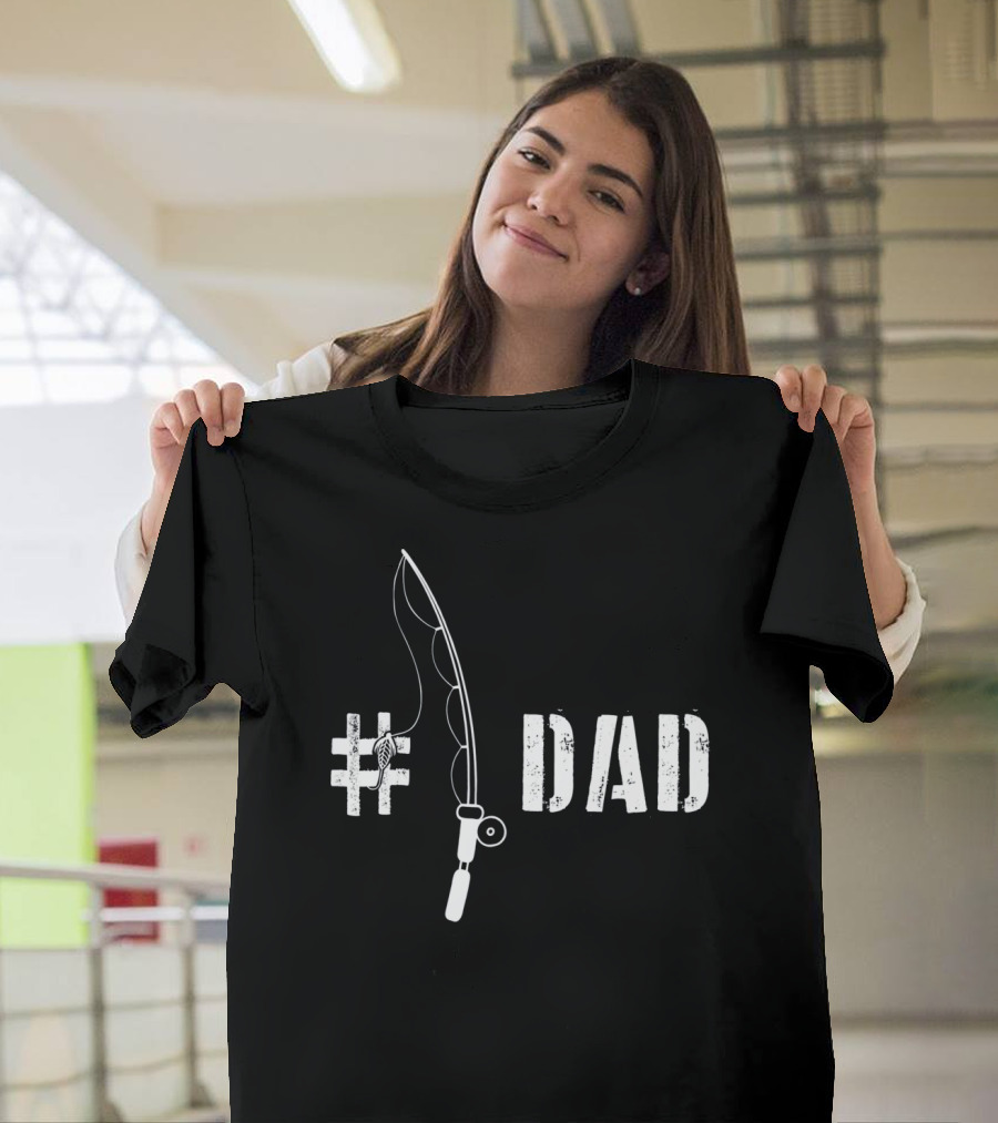1 Dad Fishing Daddy Fat Funny Fisherman T-Shirt