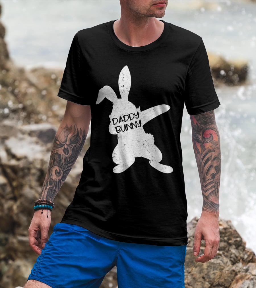 Daddy Bunny Dabbing Rabbit Cute Matching T-Shirt