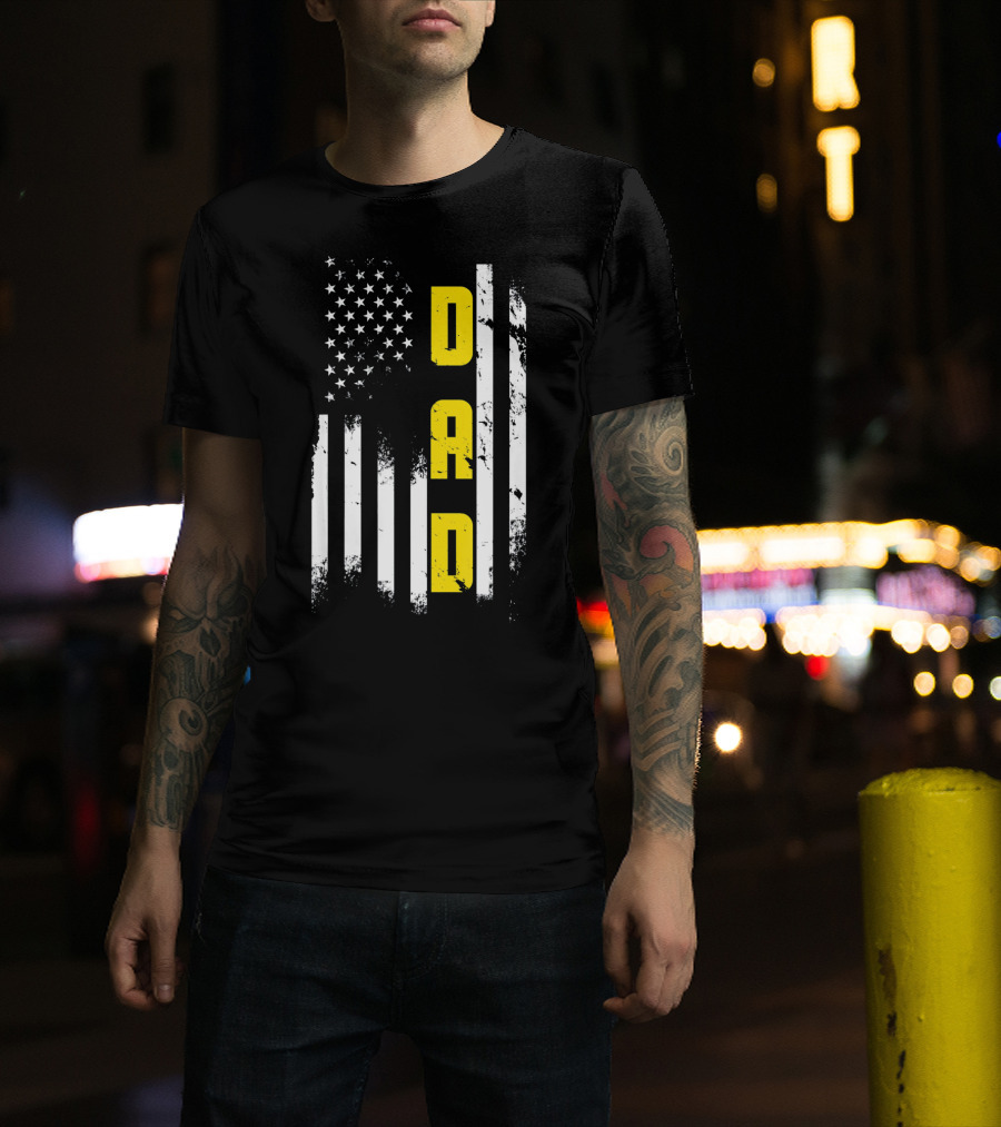 Thin Gold Line Flag Dad 911 Dispatcher Father's Day T-Shirt