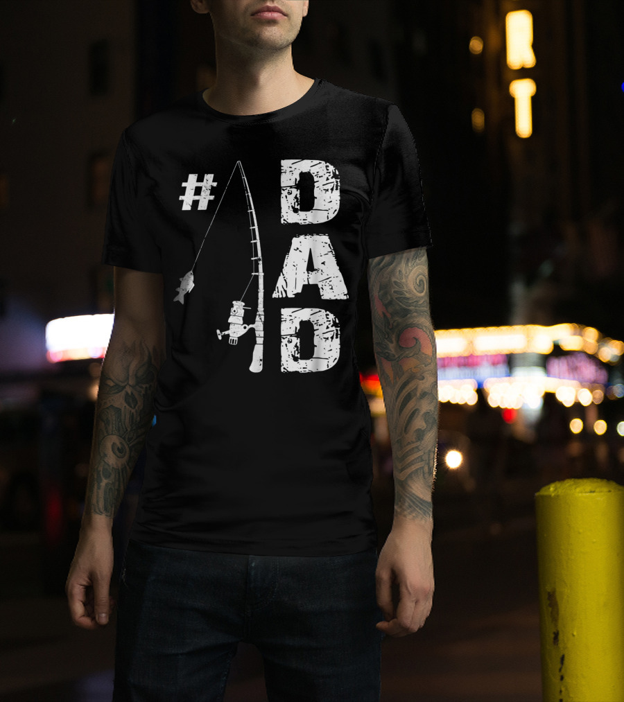 1 Dad Fishing Rod Catching Fish T-Shirt