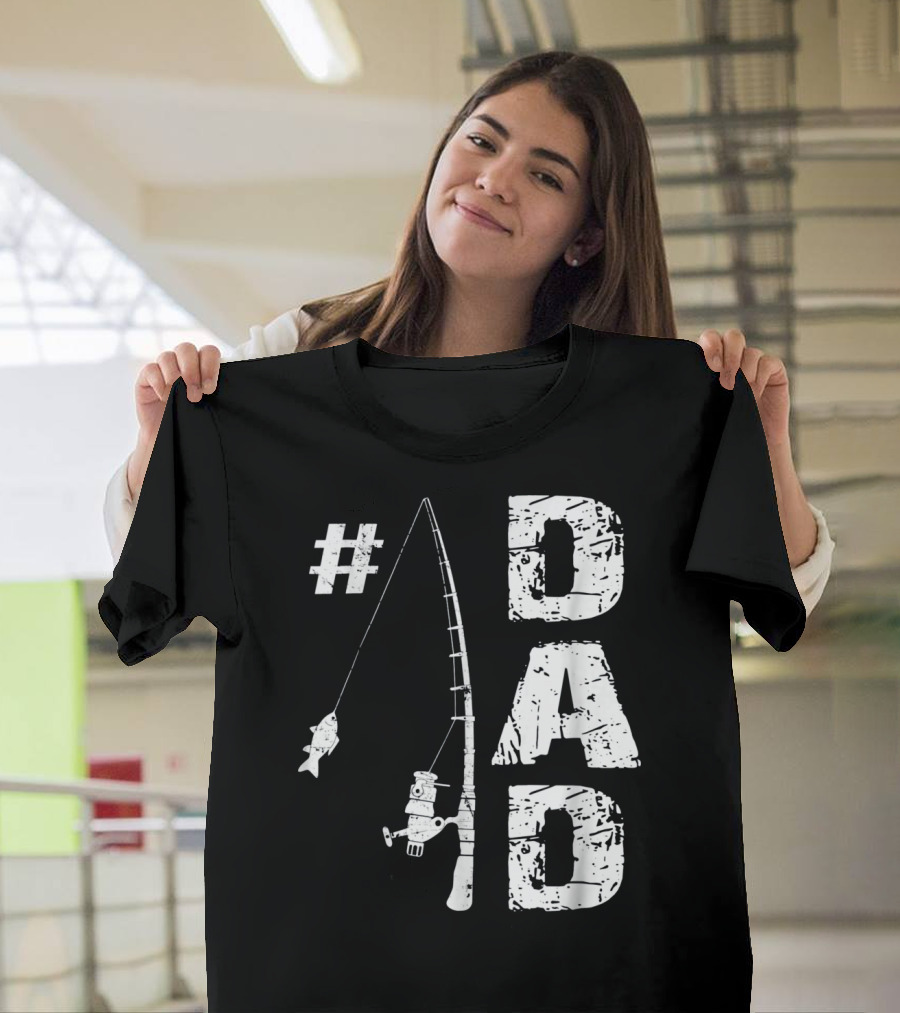 1 Dad Fishing Rod Catching Fish T-Shirt