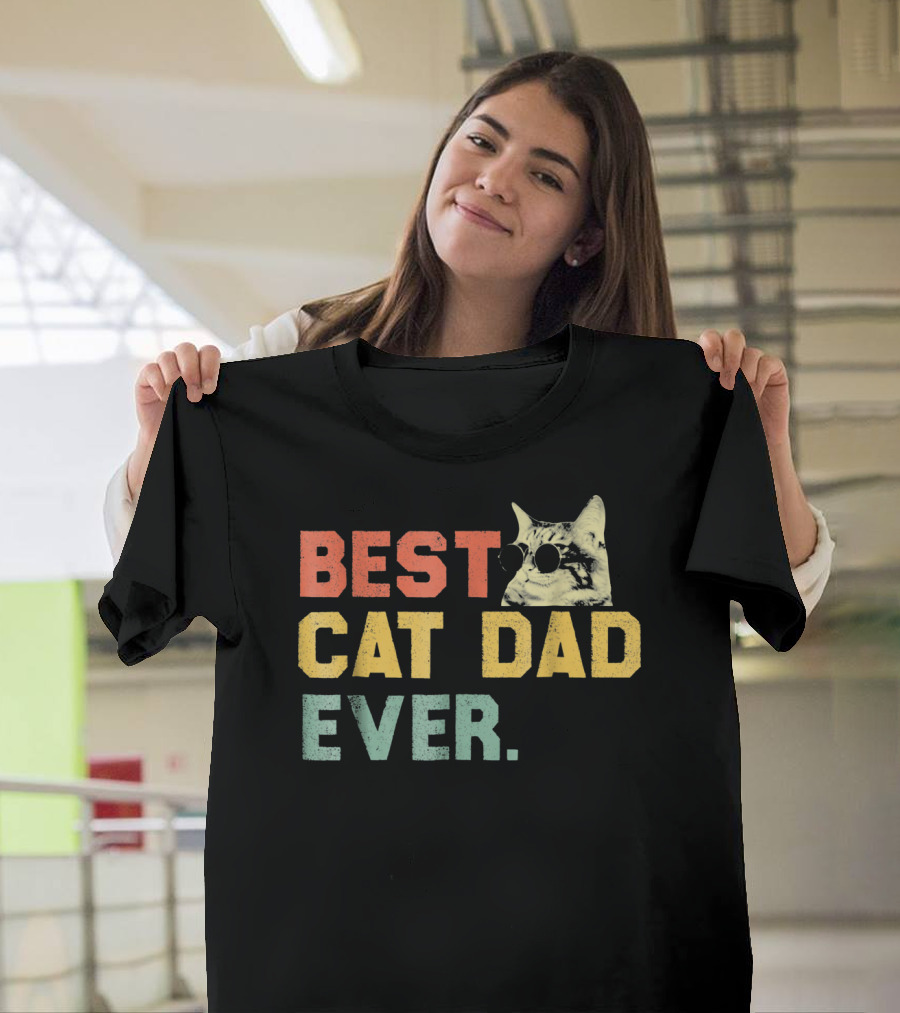 Best Cat Dad Ever Vintage Sunglasses Cat Daddy T-Shirt