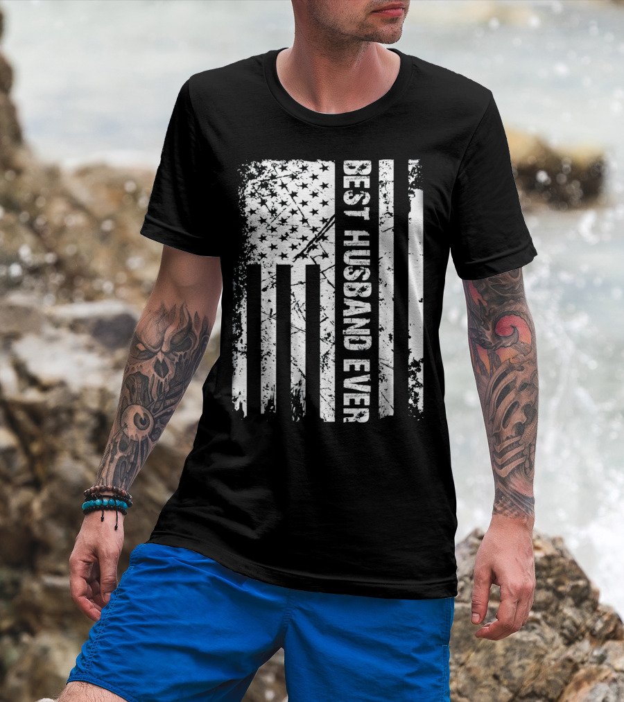 Best Husband Ever Distressed American Flag T-Shirt