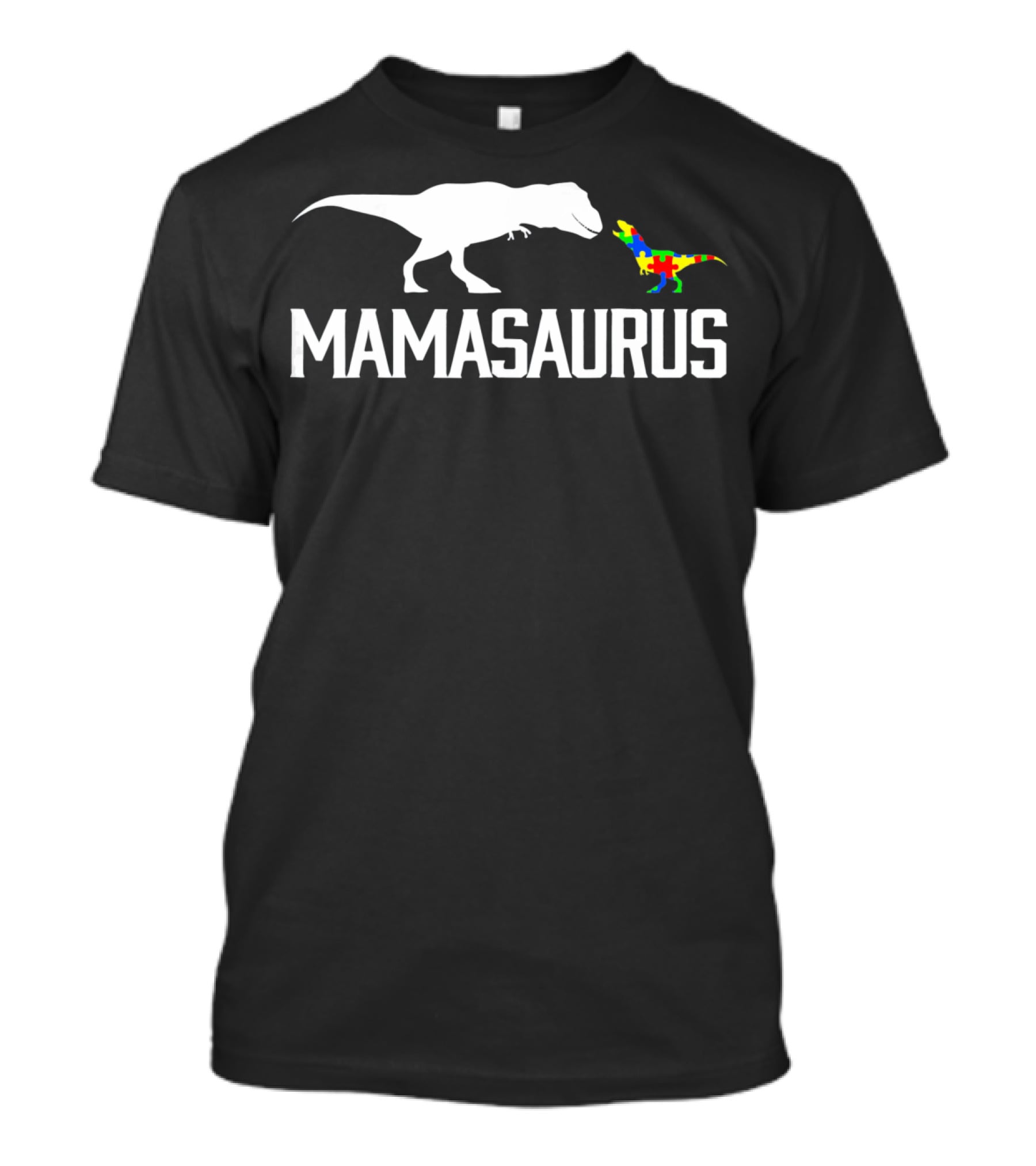 Mamasaurus Dinosaur Autism Mom Puzzle Piece T-Shirt