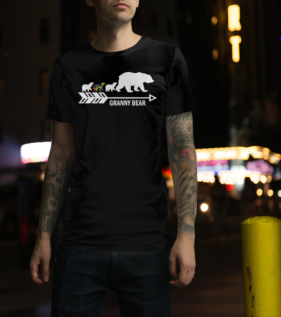 Granny Bear Autism Awareness Bear Family Arrow T-Shirt