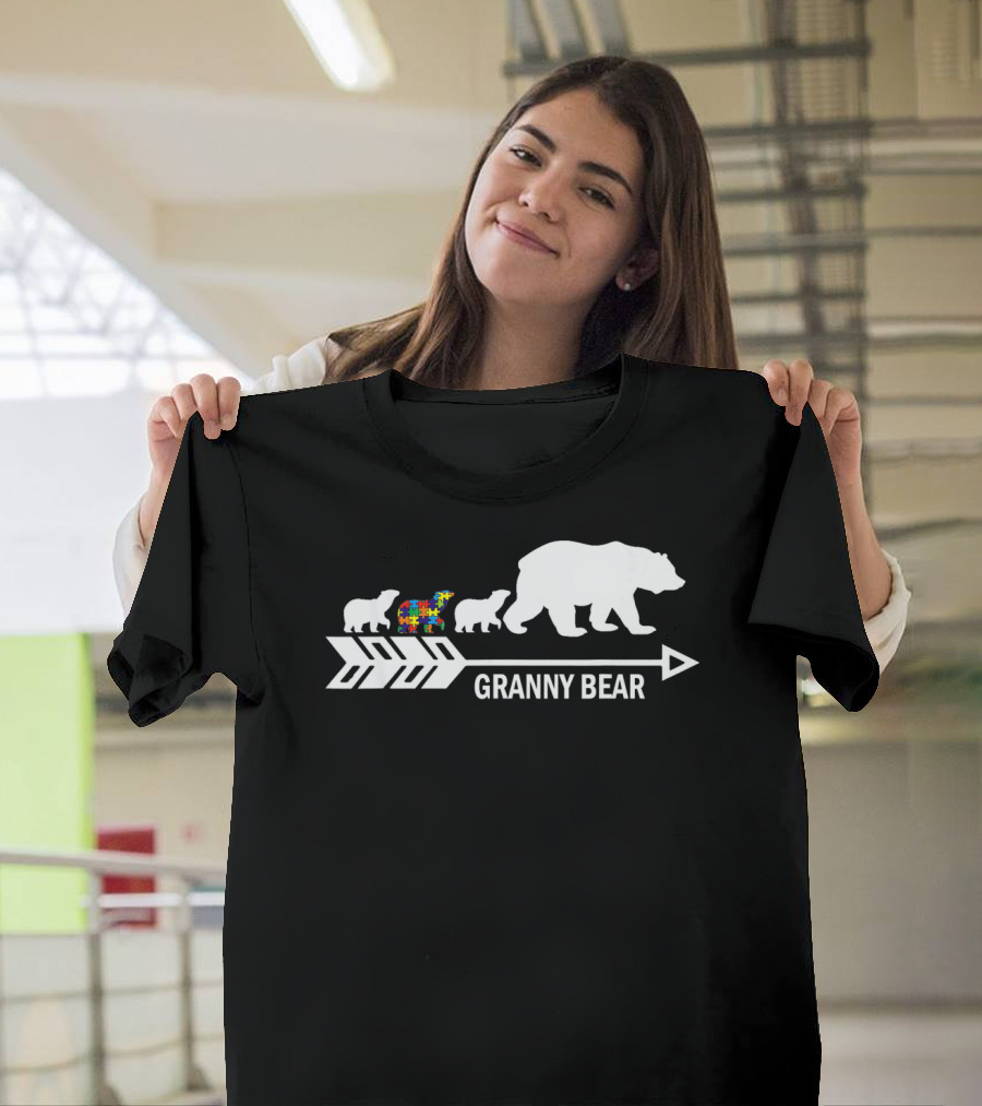 Granny Bear Autism Awareness Bear Family Arrow T-Shirt
