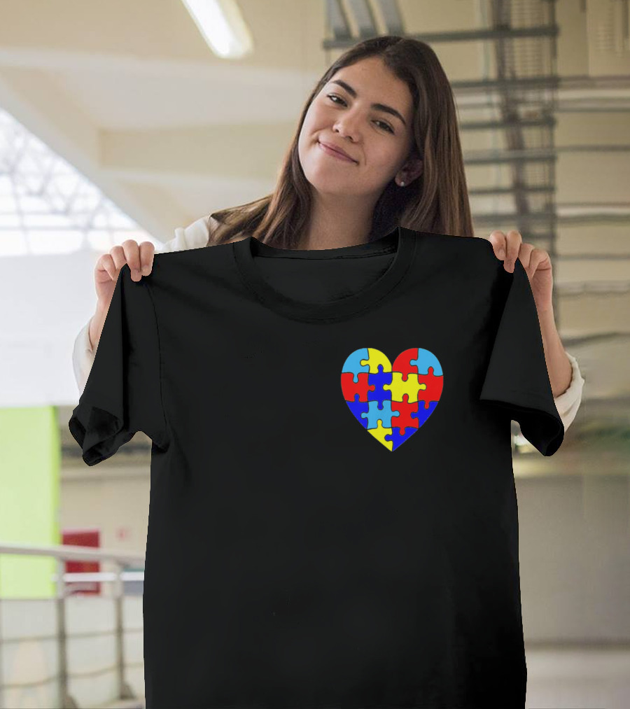 Autism Awareness Heart Love Parent Puzzle T-Shirt