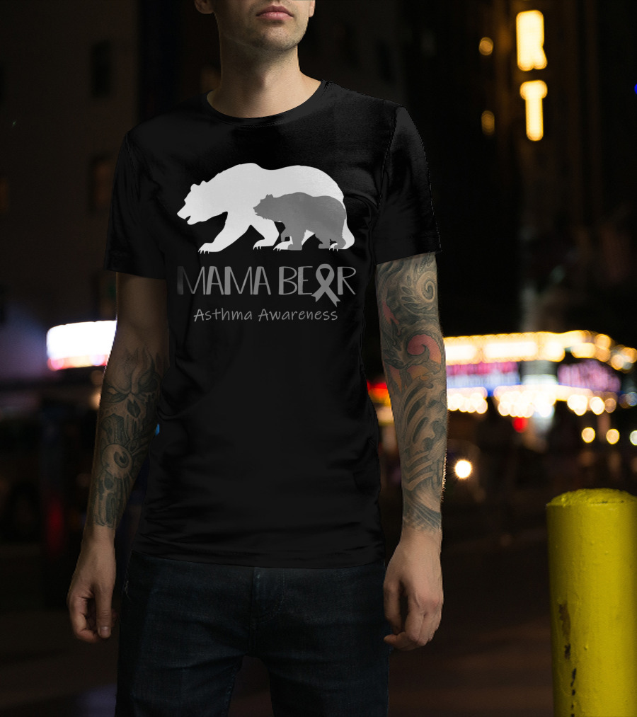 Mama Bear Asthma Awareness Ribbon T-Shirt