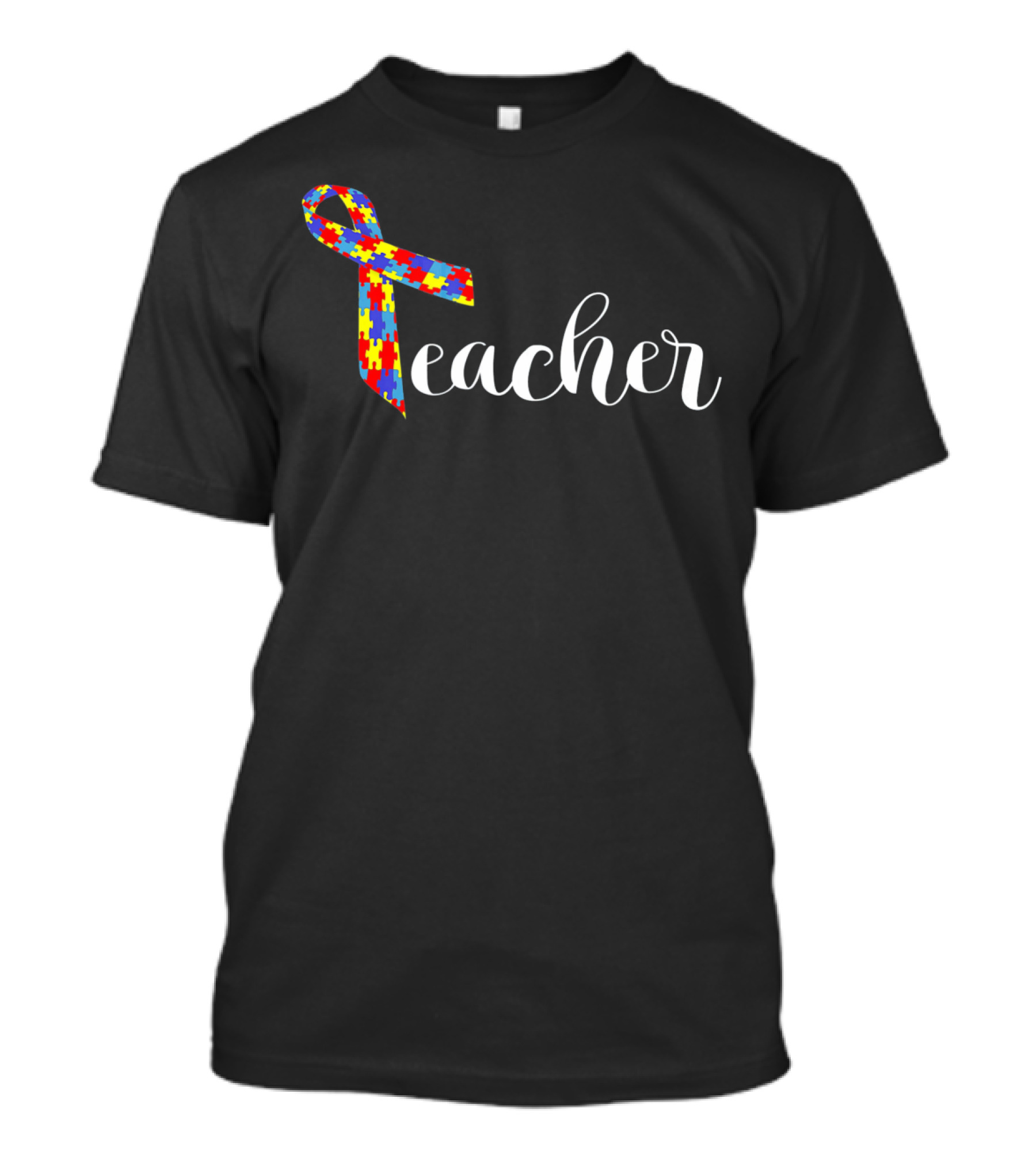Autism Awareness Teacher Adult Puzzle Ribbon Women Men T-Shirt