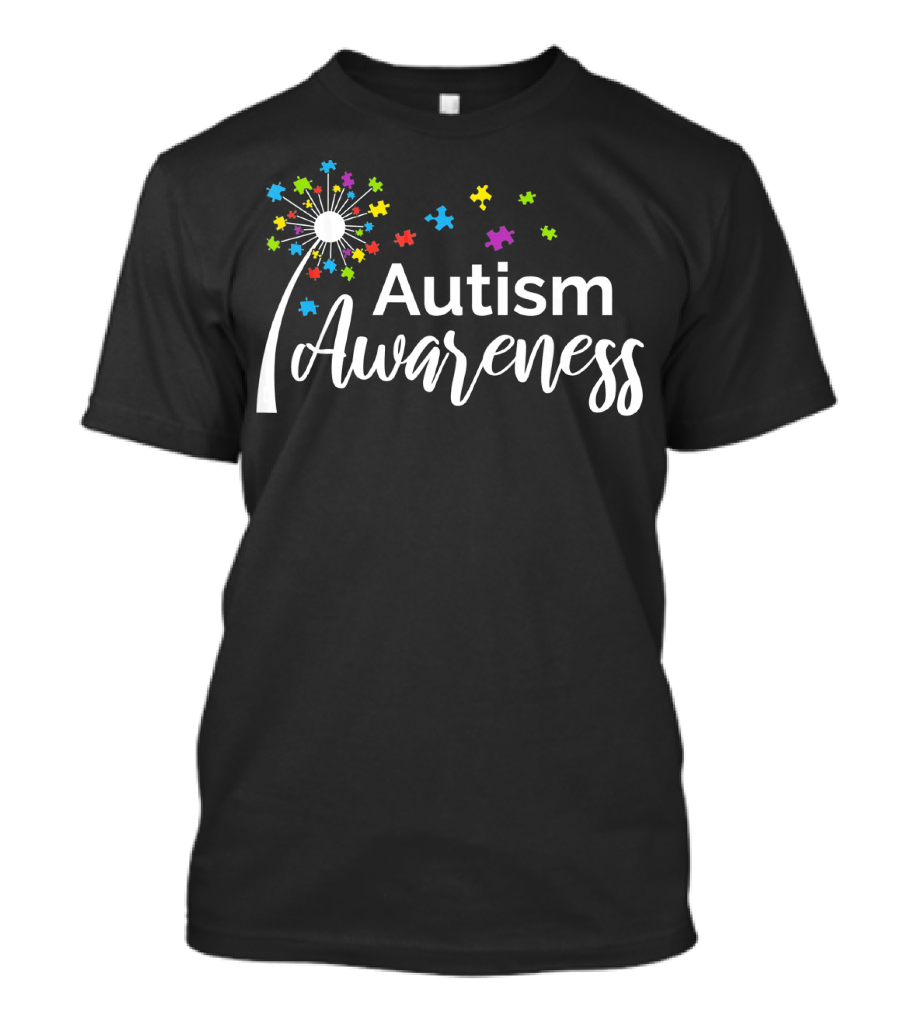 Autism Awareness Dandelion Puzzle Pieces Blossoming Understanding T-Shirt