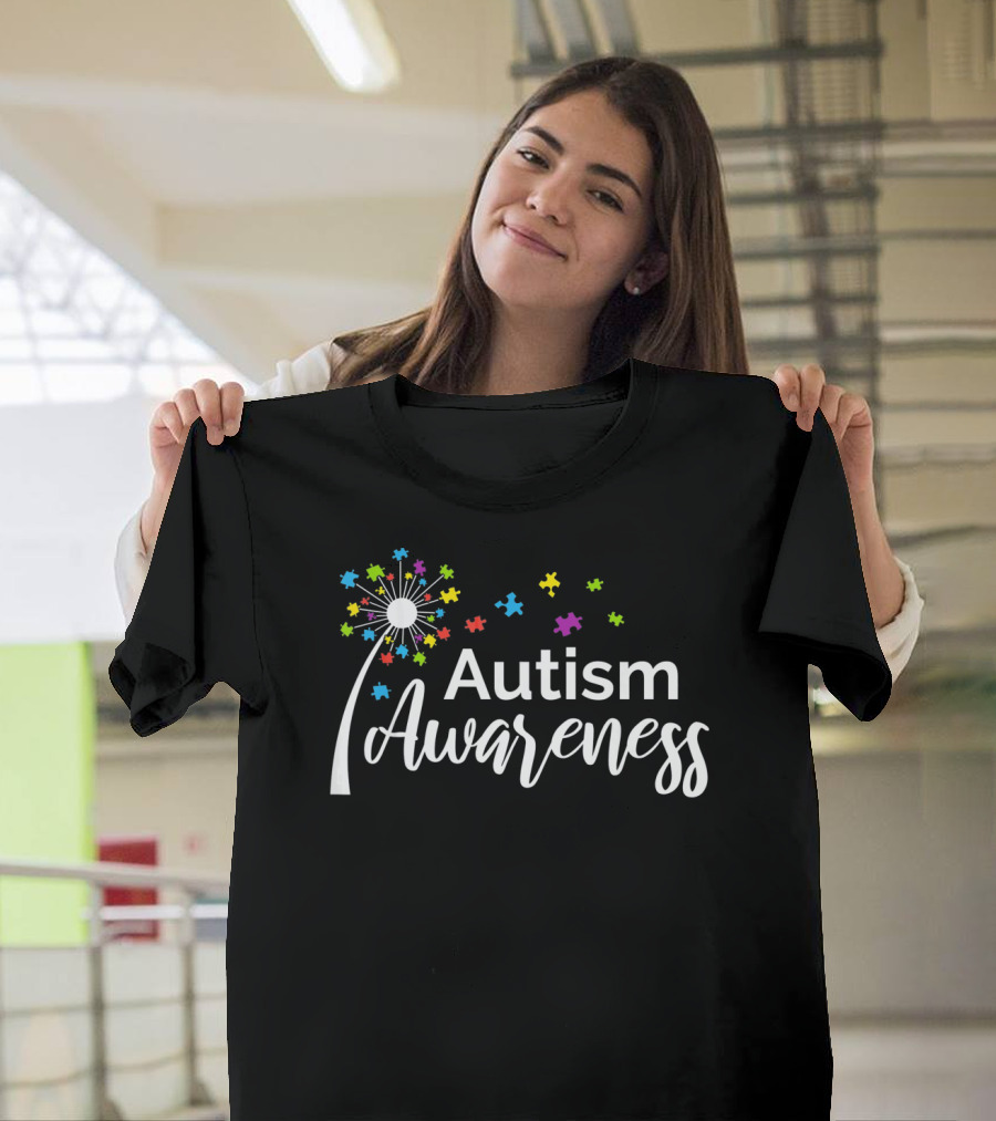 Autism Awareness Dandelion Puzzle Pieces Blossoming Understanding T-Shirt