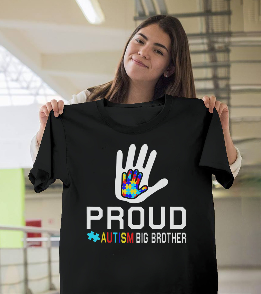 Proud Autism Big Brother Puzzle Hand T-Shirt