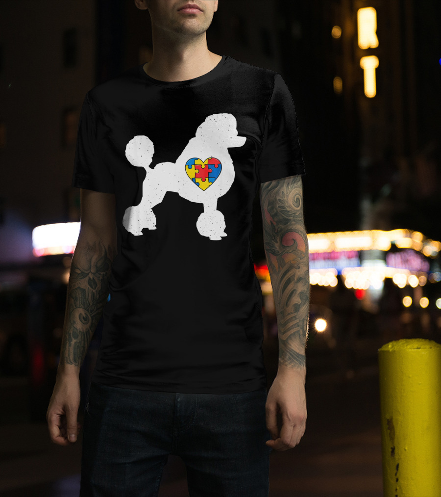 Poodle With Puzzle Heart Autism Awareness Day T-Shirt