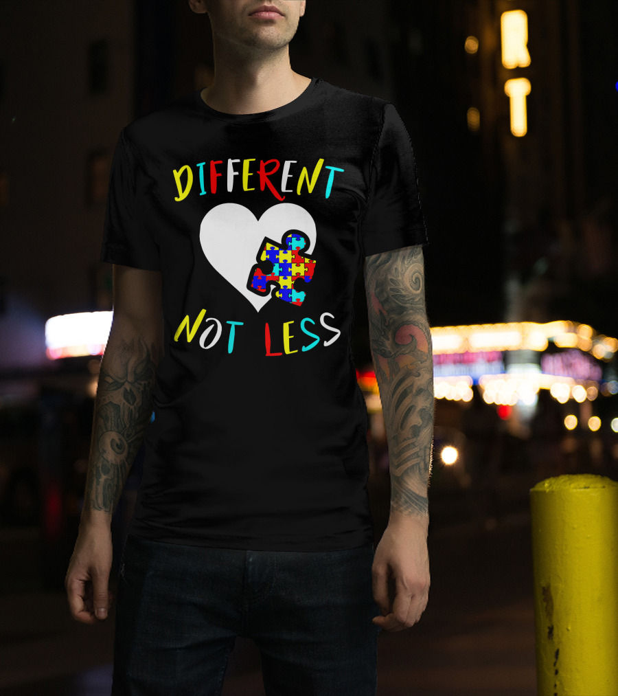 Different Not Less Autism Awareness Puzzle Heart T-Shirt
