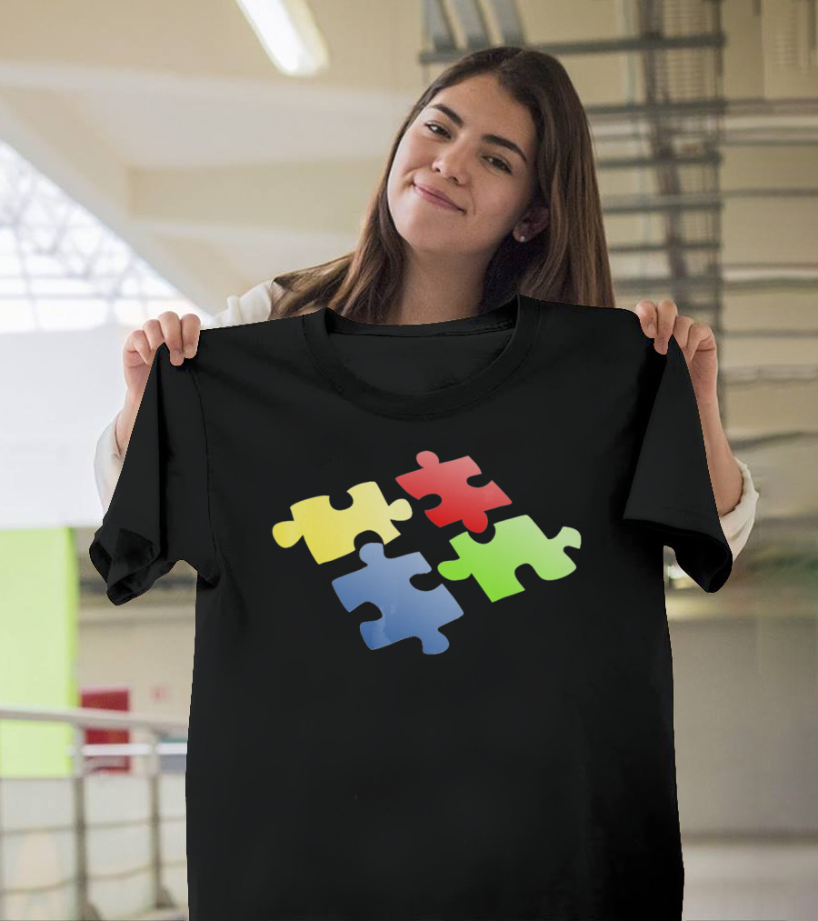 Autism Awareness Puzzle Pieces Colorful T-Shirt