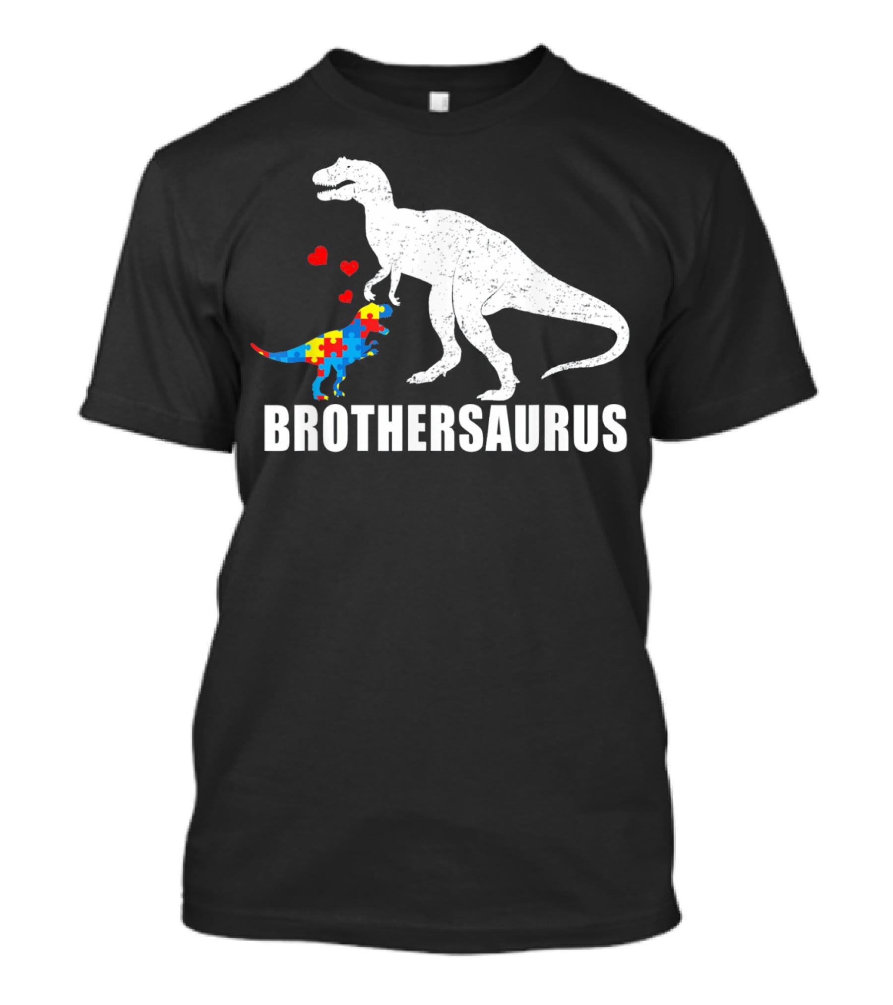 Brothersaurus Dinosaur With Puzzle Pattern For Autism Awareness T-Shirt