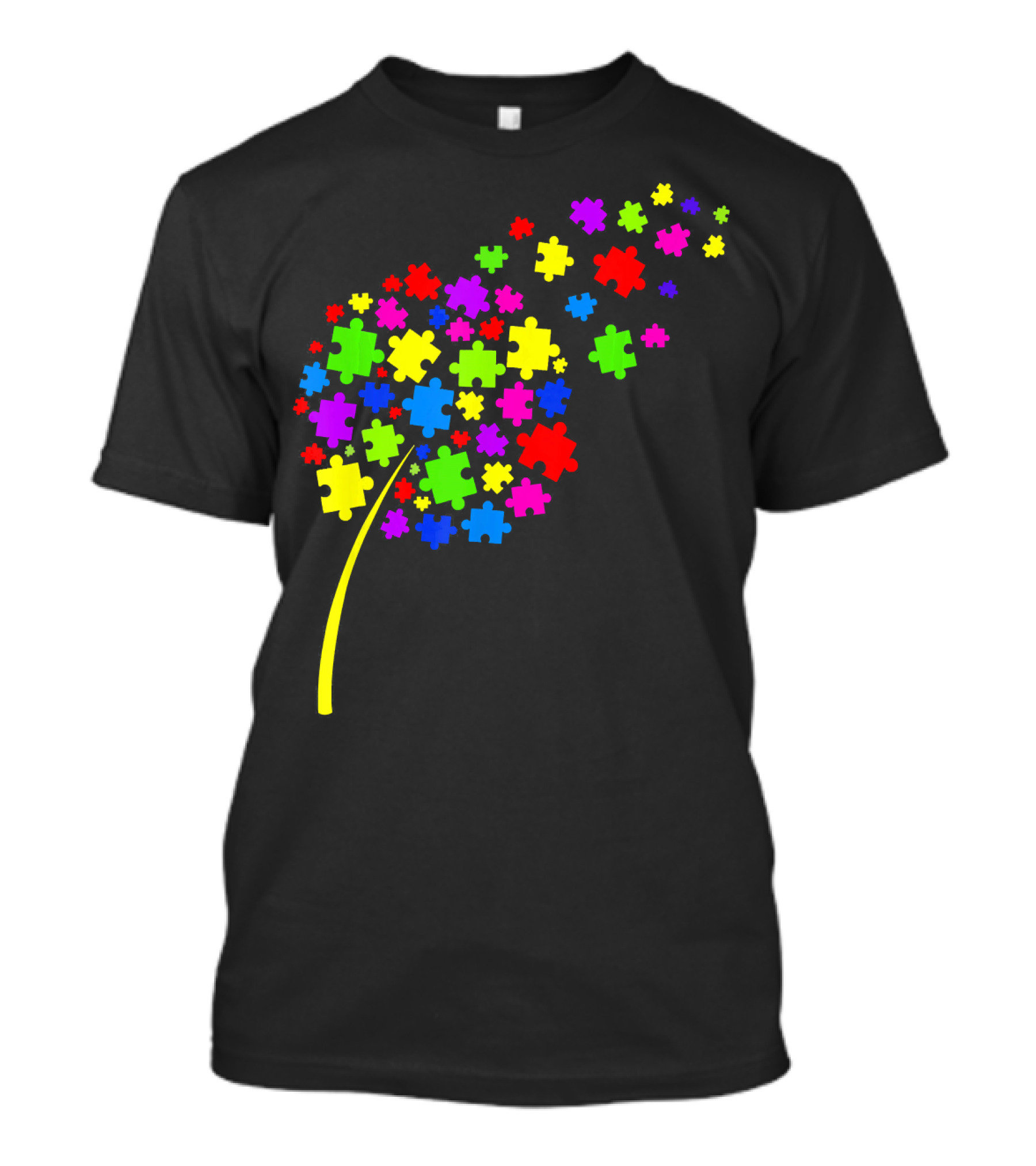 Dandelion Puzzle Pieces Multicolor Autism Awareness T-Shirt