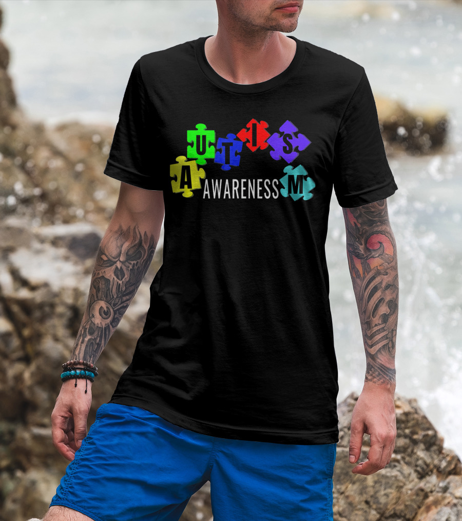Autism Awareness Colorful Puzzle Pieces T-Shirt