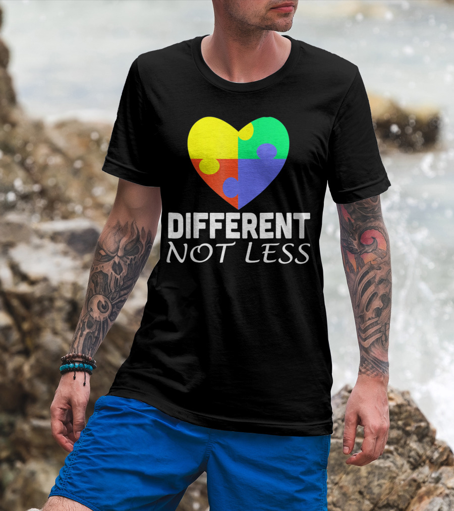Different Not Less Autism Puzzle Piece Awareness T-Shirt
