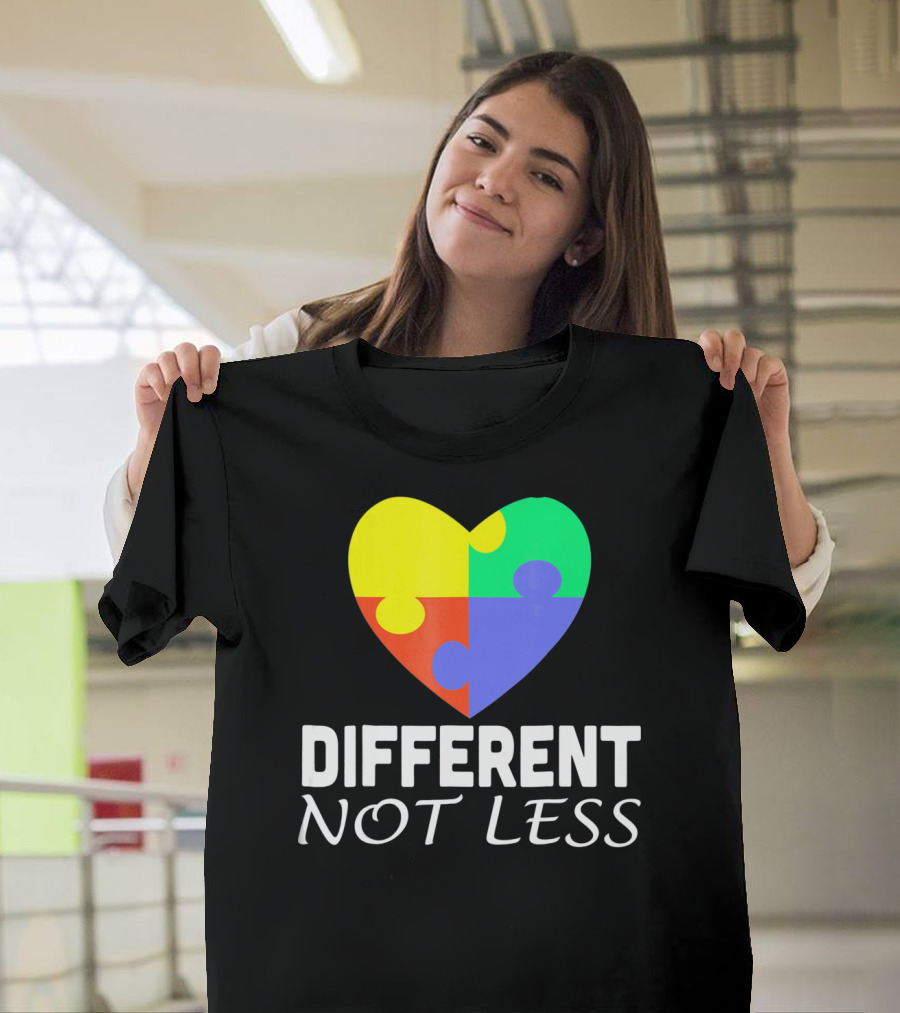 Different Not Less Autism Puzzle Piece Awareness T-Shirt