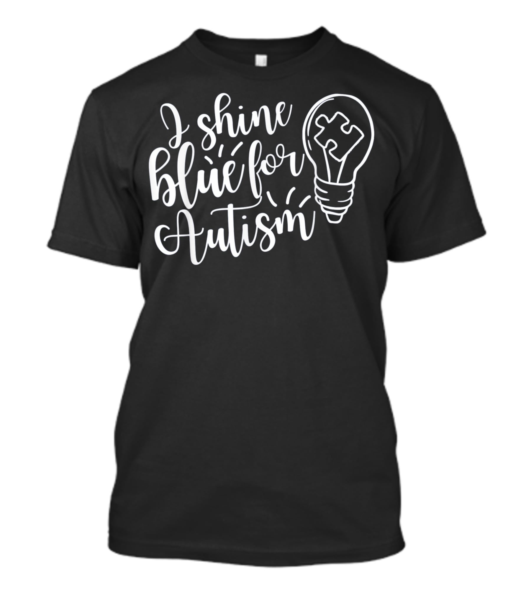 I Shine Blue For Autism Light Bulb Puzzle Piece T-Shirt