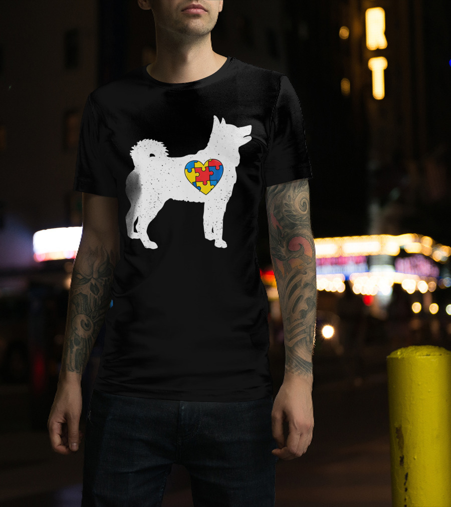 Husky Autism Awareness Puzzle Heart T-Shirt